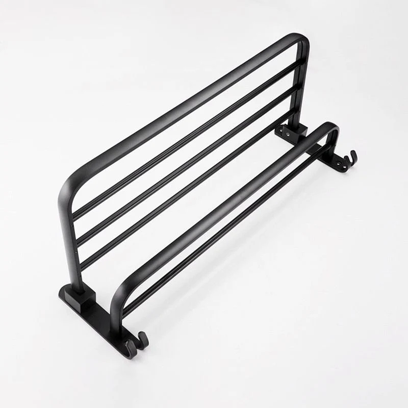 Juego de accesorios de baño contemporáneo de 8 piezas, estante de baño negro mate/portapapeles/ganchos para bata Clearhalo