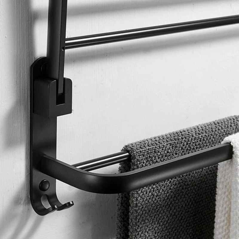 Juego de accesorios de baño contemporáneo de 8 piezas, estante de baño negro mate/portapapeles/ganchos para bata Clearhalo