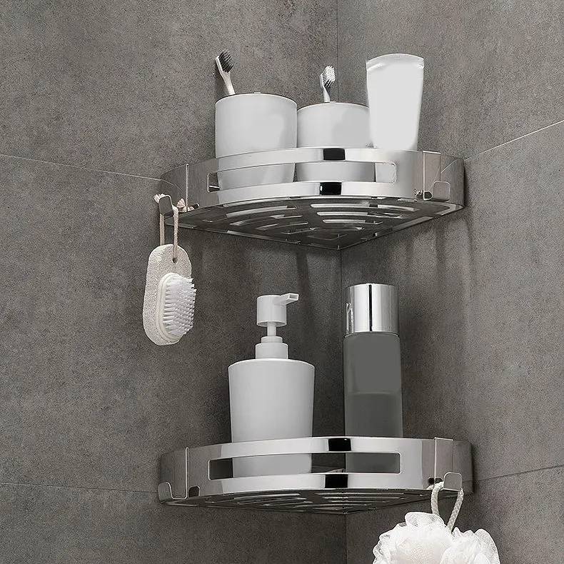 Juego de accesorios de baño contemporáneo de 2/3 piezas, estante de baño geométrico en acero inoxidable Clearhalo