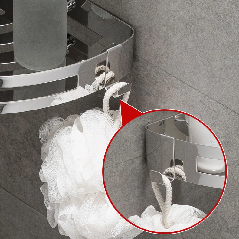 Juego de accesorios de baño contemporáneo de 2/3 piezas, estante de baño geométrico en acero inoxidable Clearhalo