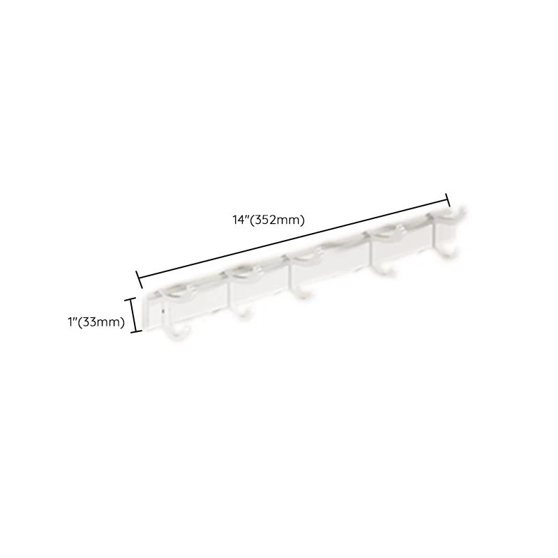 Juego de accesorios de baño contemporáneos, ganchos para batas/estante de baño de aluminio inoxidable blanco mate Clearhalo