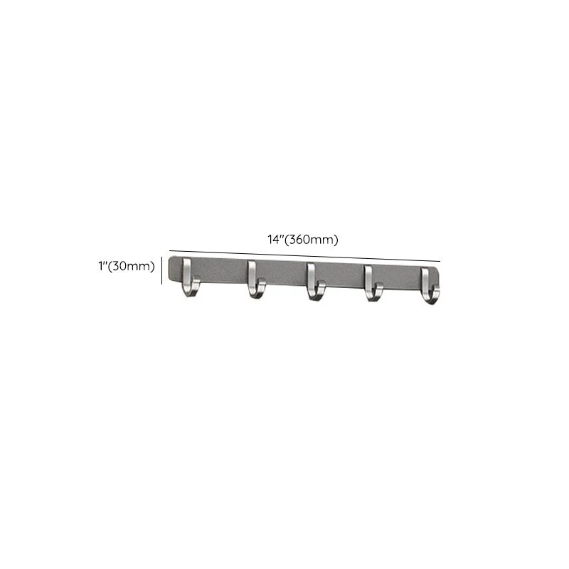 Juego de accesorios de baño contemporáneos grises, estante para baño/toallero y ganchos para bata incluidos Clearhalo
