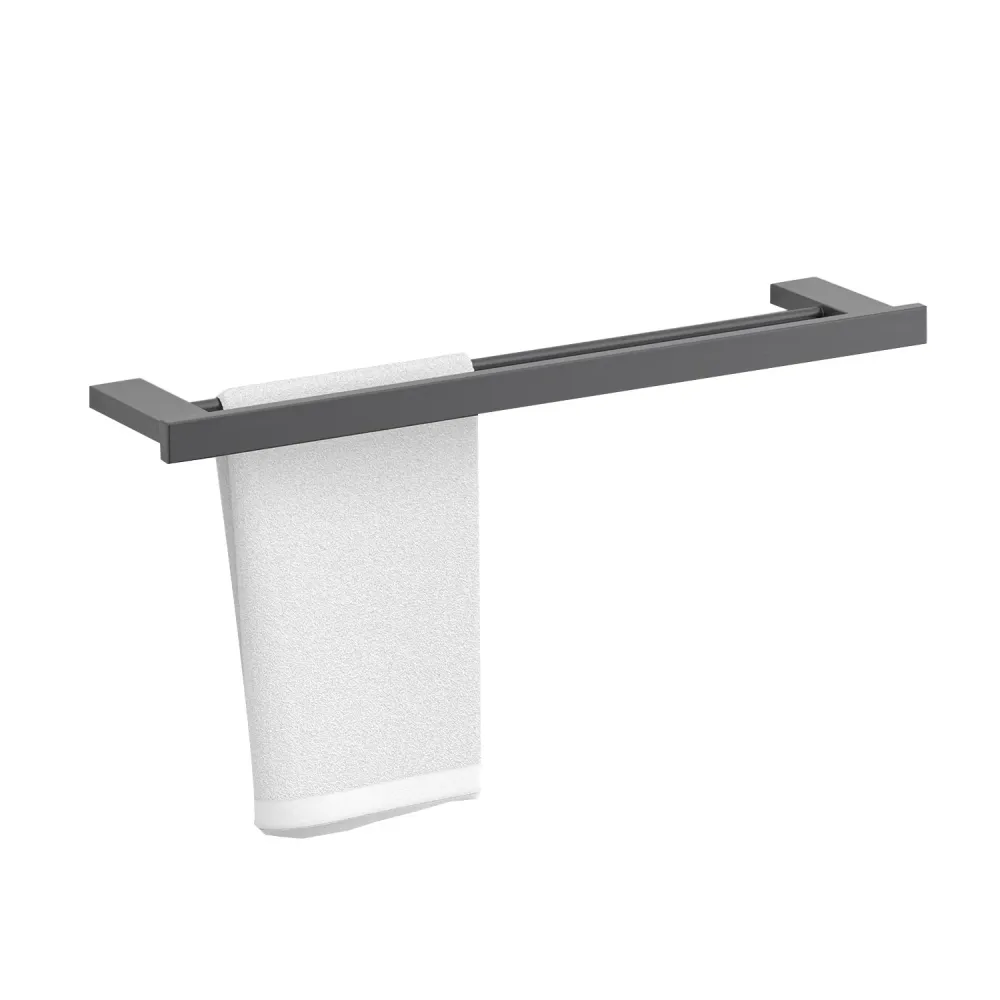 Juego de accesorios de baño contemporáneos grises, estante de baño/portapapeles/toallero gris cepillado Clearhalo