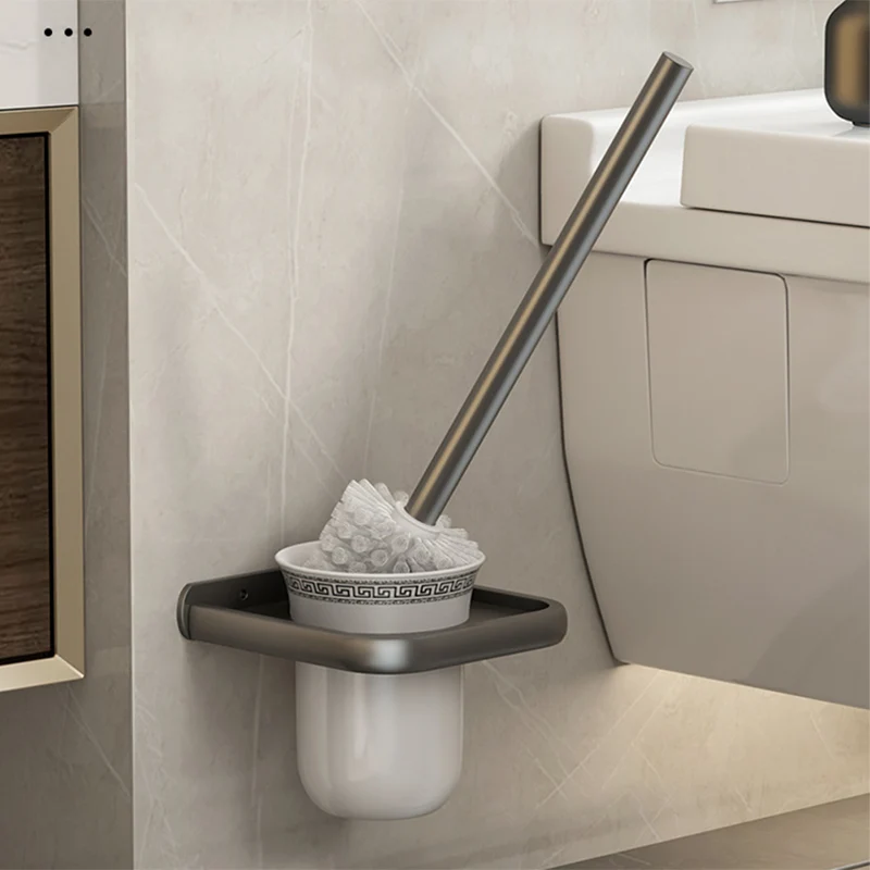 Juego de accesorios de baño contemporáneos Kit de accesorios de baño de aluminio gris Clearhalo