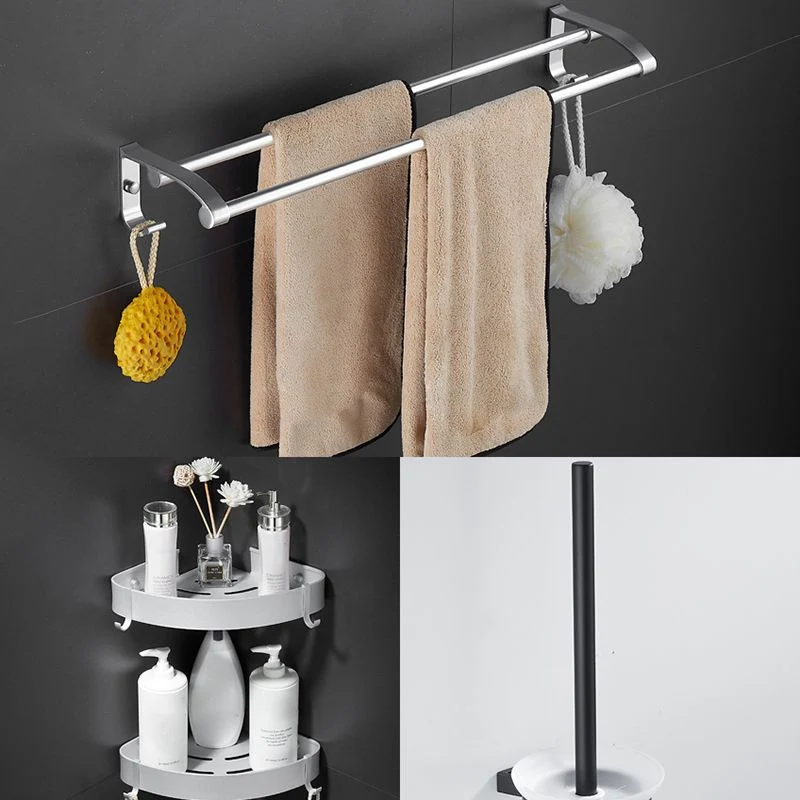 Juego de accesorios de baño contemporáneos de 6 piezas, estante para baño/toallero, soporte de papel incluido Clearhalo