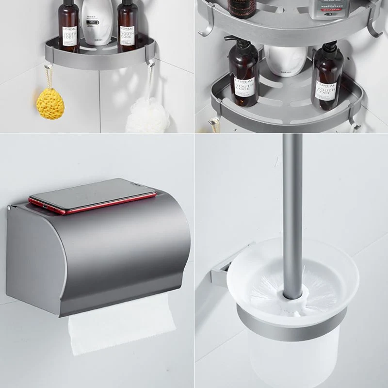 Juego de accesorios de baño contemporáneos de 6 piezas, estante para baño/toallero, soporte de papel incluido Clearhalo