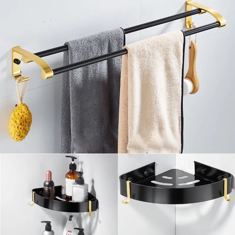 Juego de accesorios de baño contemporáneos de 6 piezas, estante para baño/toallero, soporte de papel incluido Clearhalo