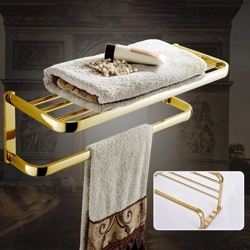 Juego de accesorios de baño cromado/dorado Juego de accesorios de baño de metal moderno Clearhalo