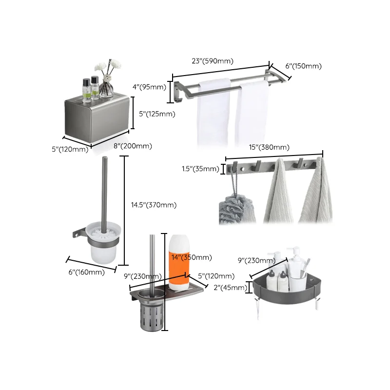 Juego de accesorios de baño cromados modernos Juego de herrajes para baño de aluminio Clearhalo