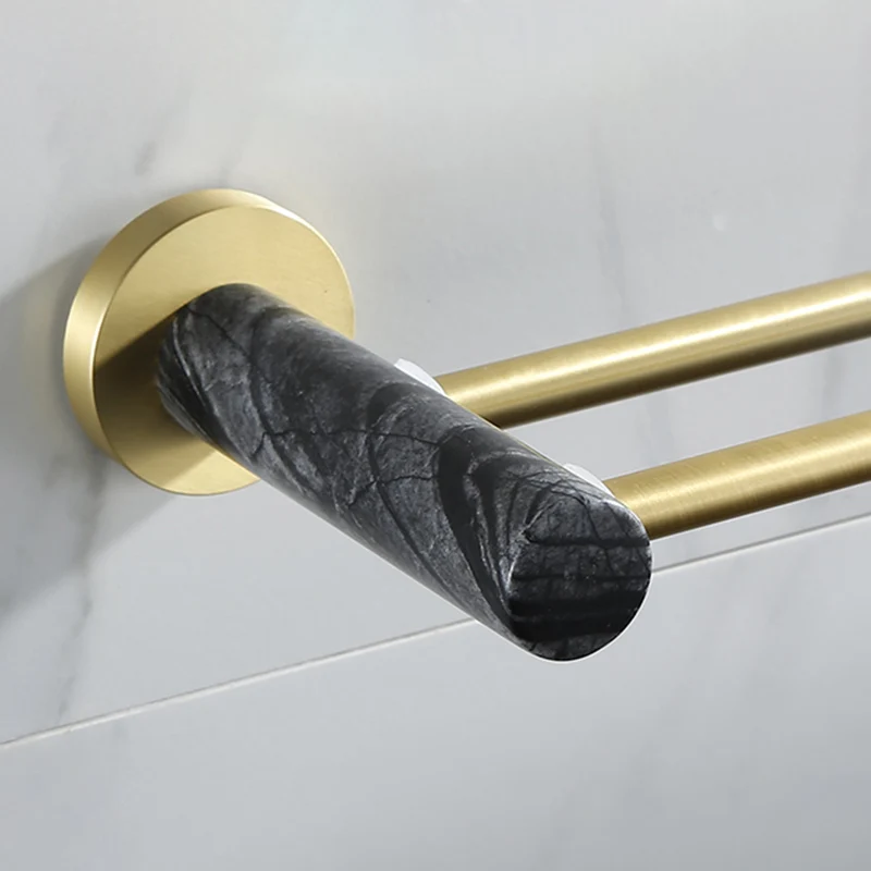 Juego de accesorios de baño dorados contemporáneos, kit de accesorios de baño de latón y mármol Clearhalo