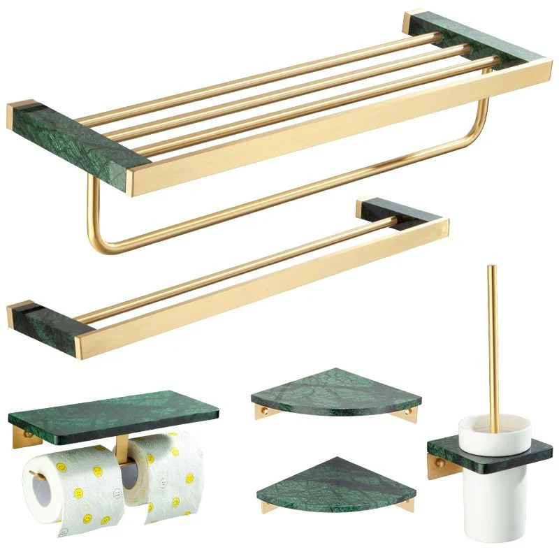 Juego de accesorios de baño dorados Kit de accesorios de baño de latón y mármol Clearhalo