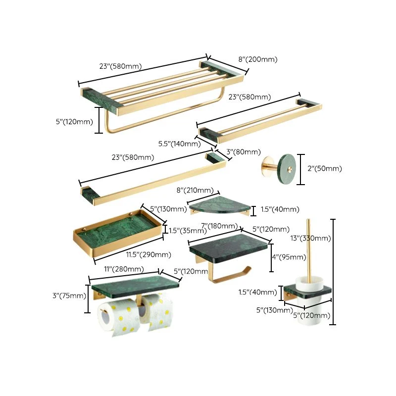 Juego de accesorios de baño dorados Kit de accesorios de baño de latón y mármol Clearhalo