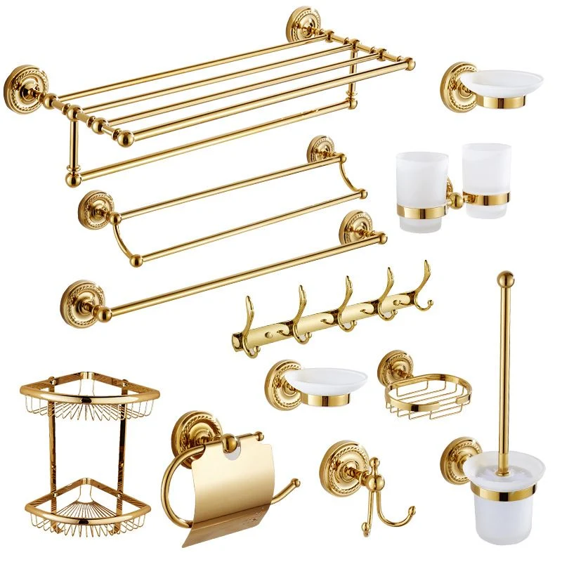 Juego de accesorios de baño dorados tradicionales, kit de accesorios de baño de cobre Clearhalo