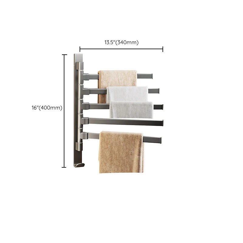 Juego de accesorios de baño gris contemporáneo, barra para toallas de aluminio Clearhalo