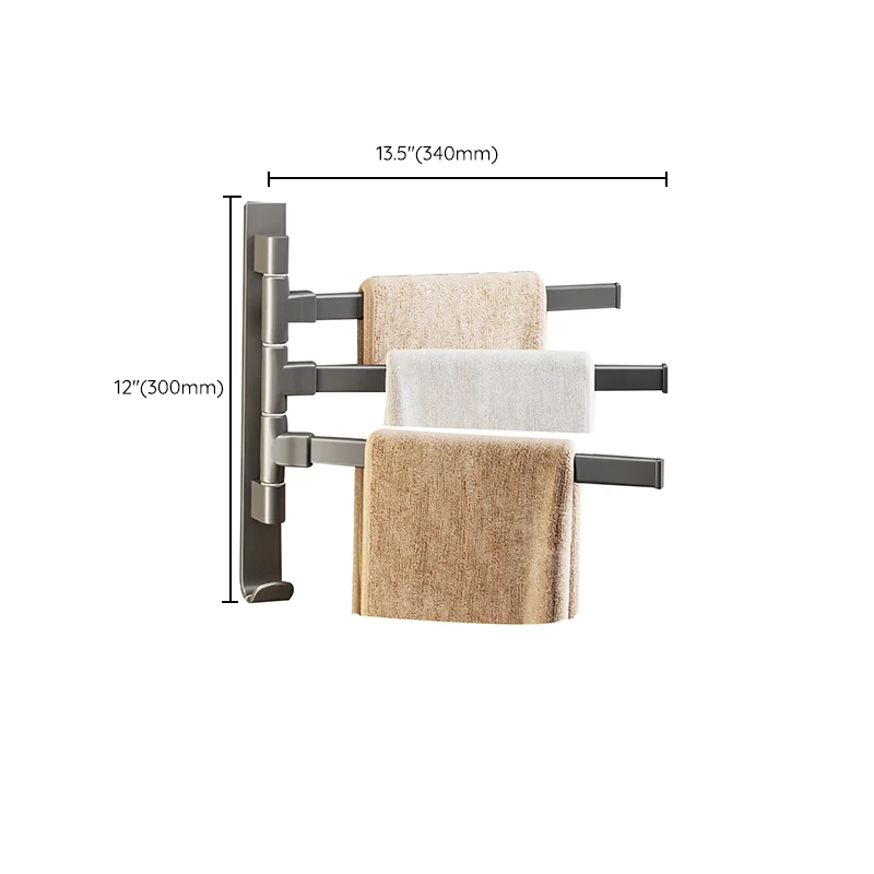 Juego de accesorios de baño gris contemporáneo, barra para toallas de aluminio Clearhalo