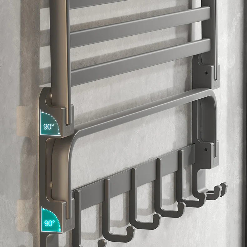 Juego de accesorios de baño gris contemporáneo con estante para baño, toallero, ganchos para bata y soporte para papel Cle...