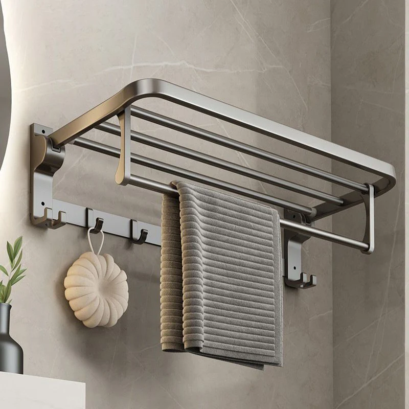 Juego de accesorios de baño gris contemporáneo, estante para baño/barra para toallas, juego de baño incluido Clearhalo
