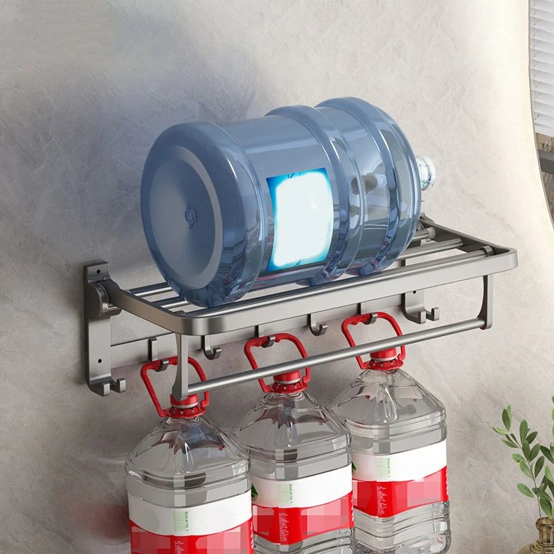 Juego de accesorios de baño gris contemporáneo, estante para baño/barra para toallas, juego de baño incluido Clearhalo