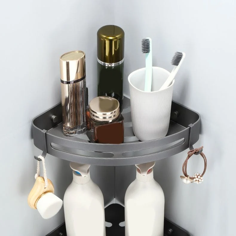 Juego de accesorios de baño gris contemporáneo, estante para baño/barra para toallas, juego de baño incluido Clearhalo