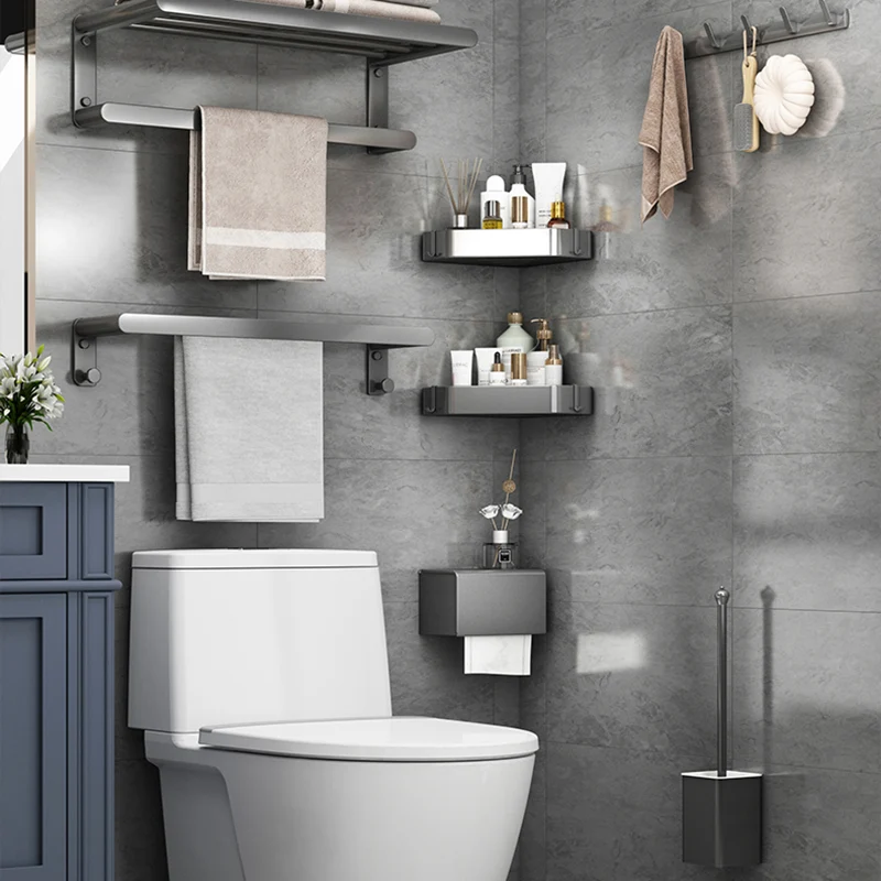 Juego de accesorios de baño gris mate Juego de accesorios de baño moderno Clearhalo