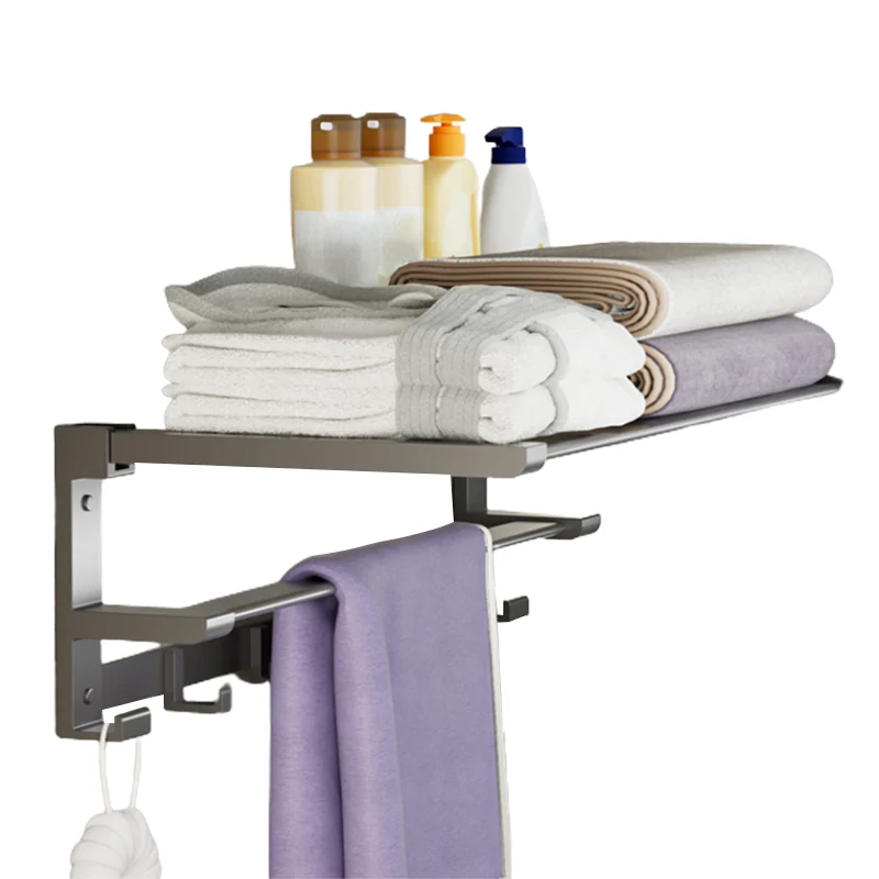 Juego de accesorios de baño gris moderno, estante para baño, toallero, barra, Kit de accesorios de baño Clearhalo