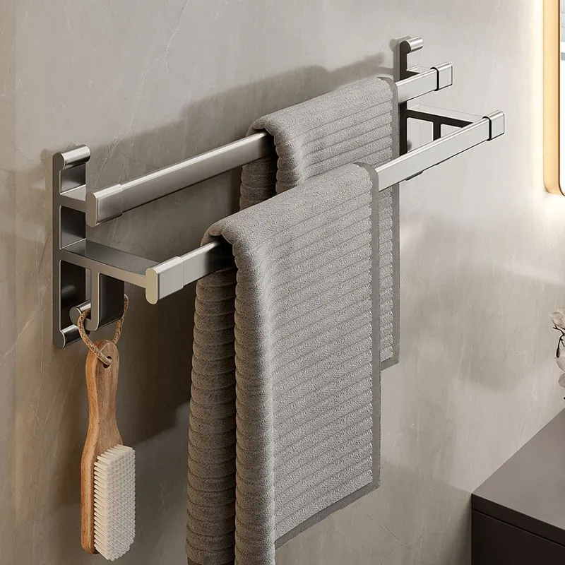 Juego de accesorios de baño gris Toallero de aluminio estilo moderno Clearhalo