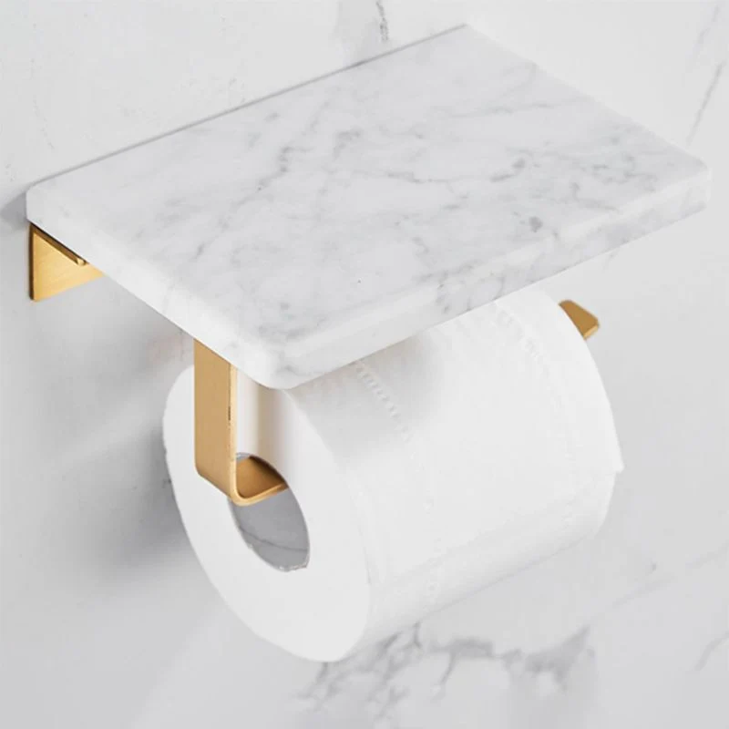 Juego de accesorios de baño de latón cepillado Juego de herrajes para baño de metal y mármol con estante para baño Clearhalo
