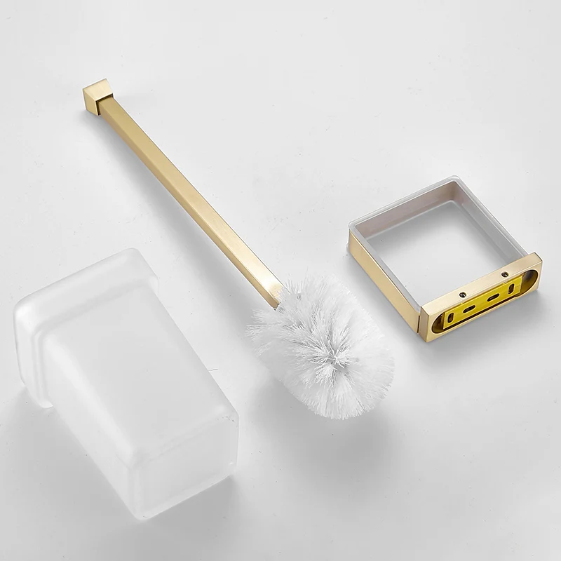 Juego de accesorios de baño de latón cepillado, kit de accesorios de baño dorado retro Clearhalo