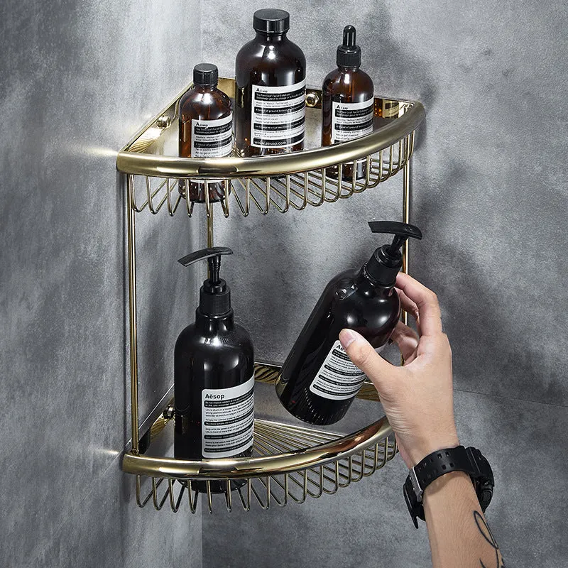 Juego de accesorios de baño de latón tradicional, estante de baño, juego de accesorios de baño Clearhalo