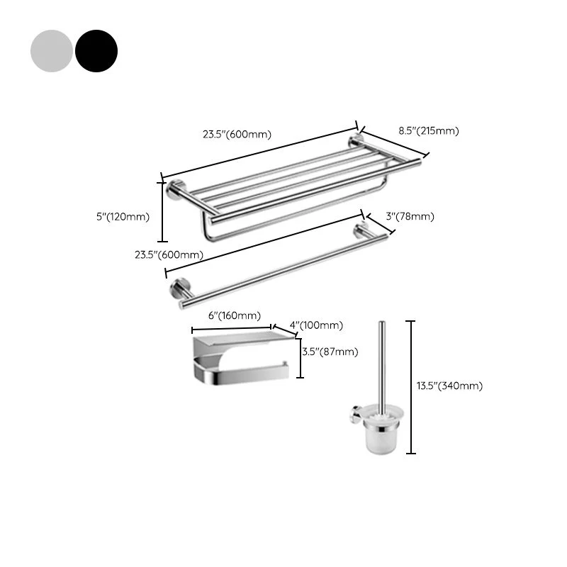 Juego de accesorios de baño de lujo, estante de baño, kit de accesorios de baño Plata Clearhalo