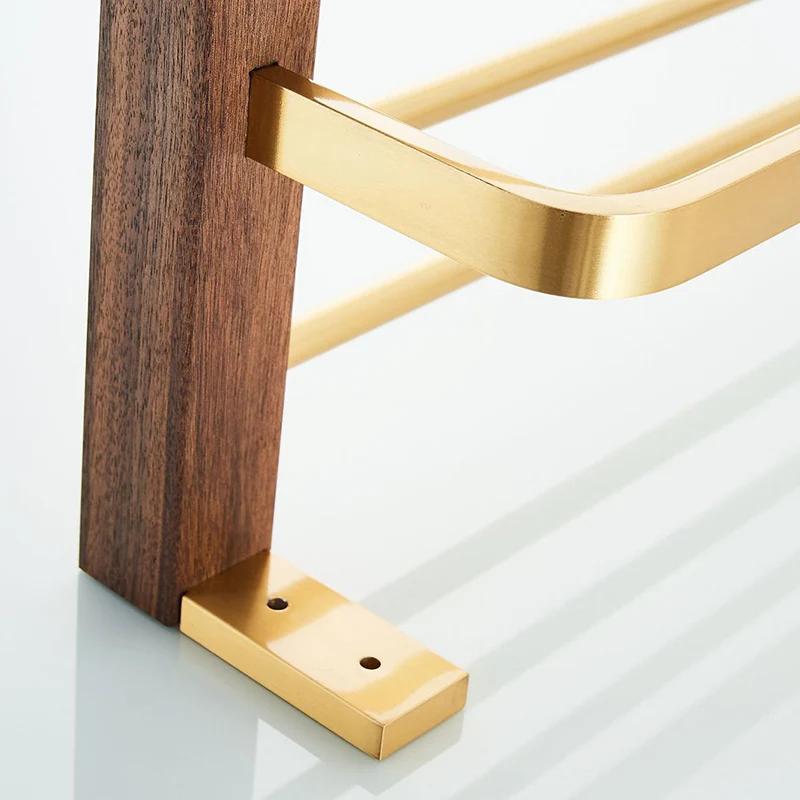 Juego de accesorios de baño de madera y aluminio Kit de accesorios de baño dorado Clearhalo