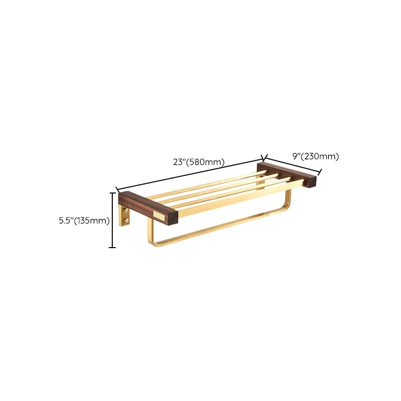 Juego de accesorios de baño de madera y aluminio Kit de accesorios de baño dorado Clearhalo