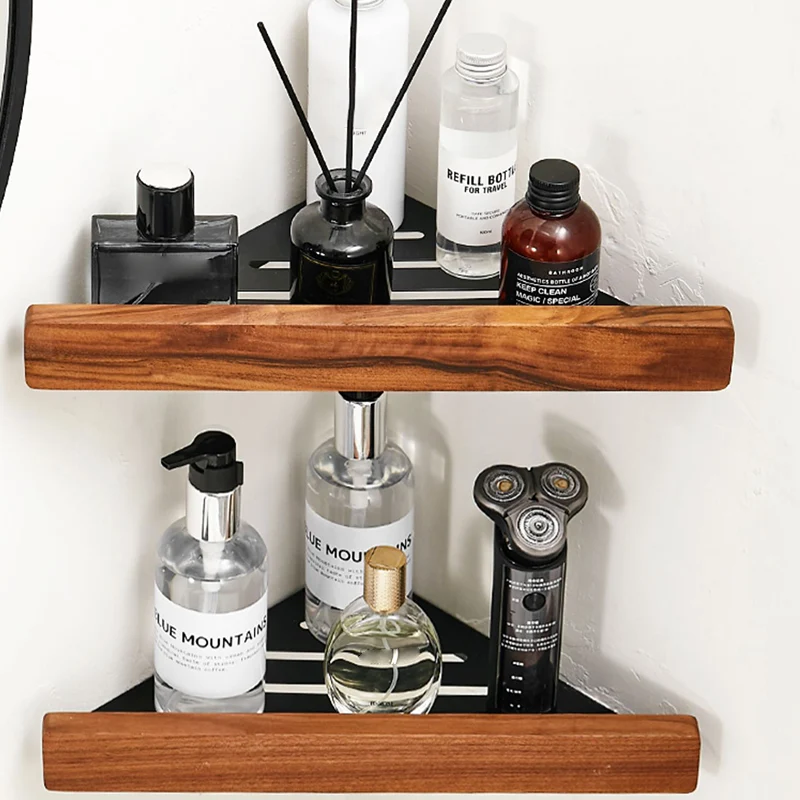 Juego de accesorios de baño de madera maciza, herrajes de baño de metal plegables Clearhalo