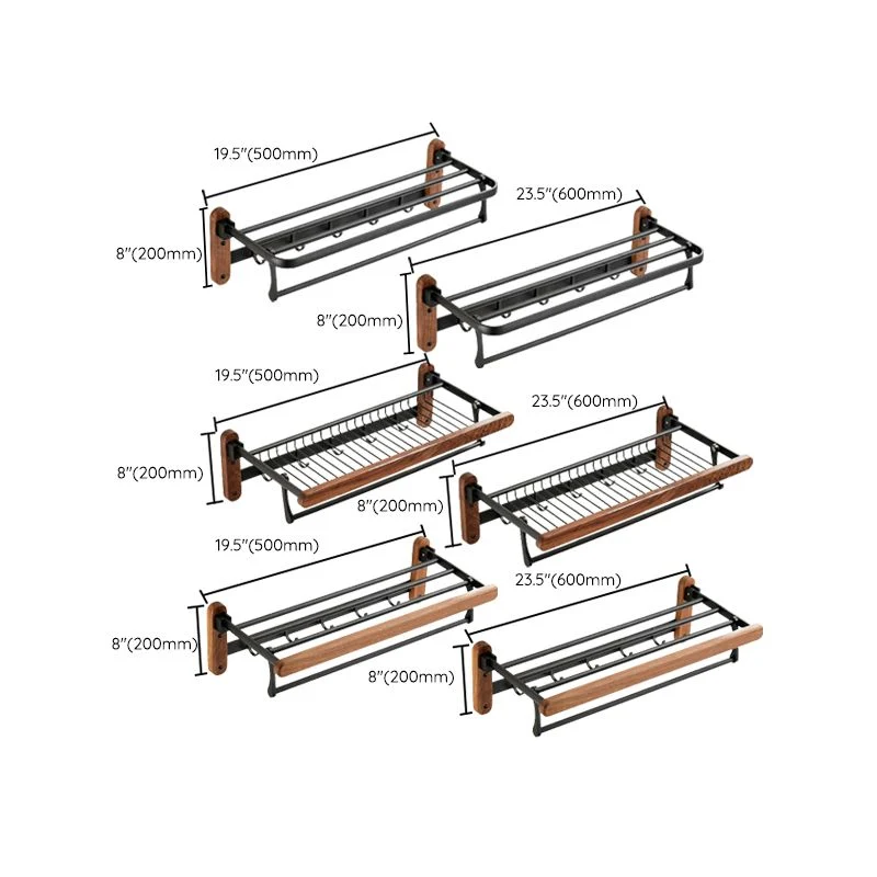Juego de accesorios de baño de madera maciza, herrajes de baño de metal plegables Clearhalo
