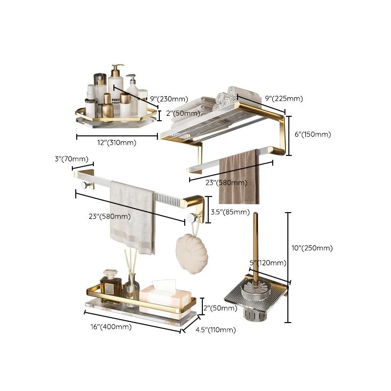 Juego de accesorios de baño de metal y acrílico Hardware de baño transparente Clearhalo