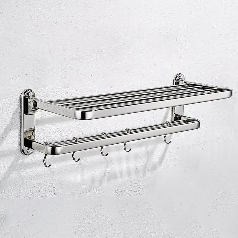 Juego de accesorios de baño de metal con montaje de taladro y tornillo, color plateado Clearhalo