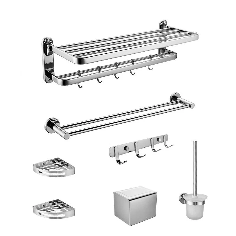 Juego de accesorios de baño de metal con montaje de taladro y tornillo, color plateado Clearhalo