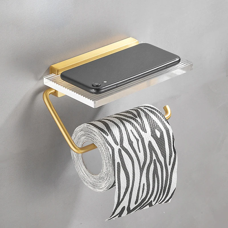 Juego de accesorios de baño en metal dorado y accesorios de baño acrílicos Clearhalo