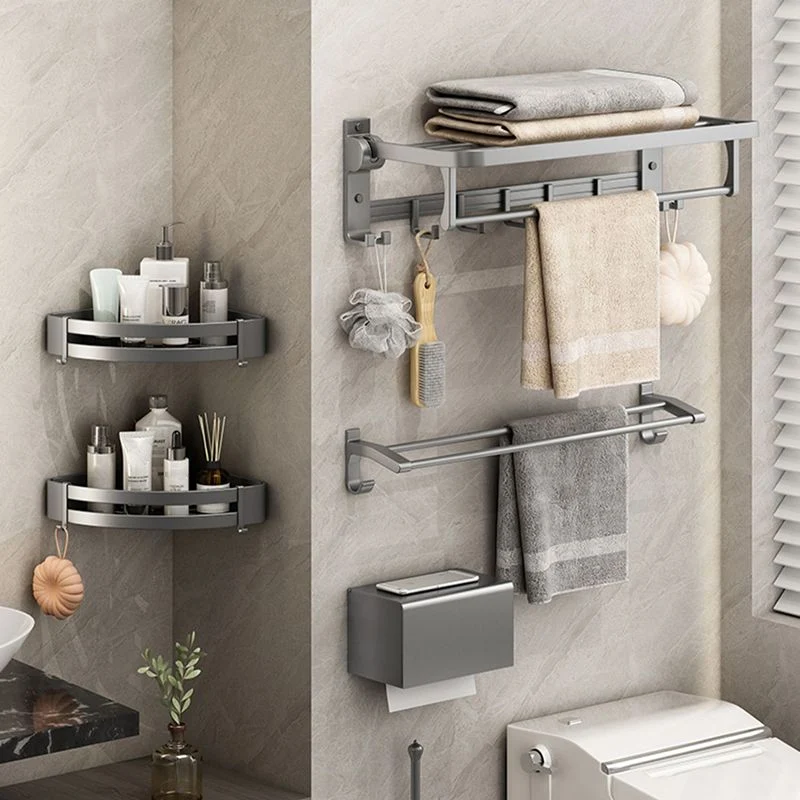 Juego de accesorios de baño de metal gris, juego de accesorios de baño moderno, antioxidante Clearhalo