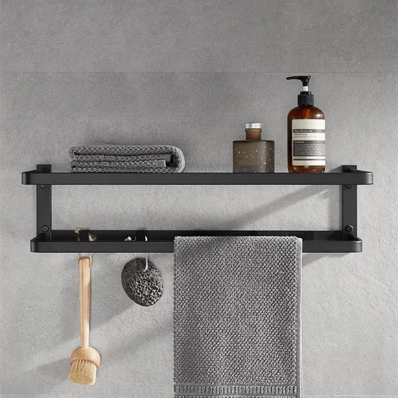 Juego de accesorios de baño de metal moderno, juego de accesorios de baño de 6 piezas Plata Clearhalo