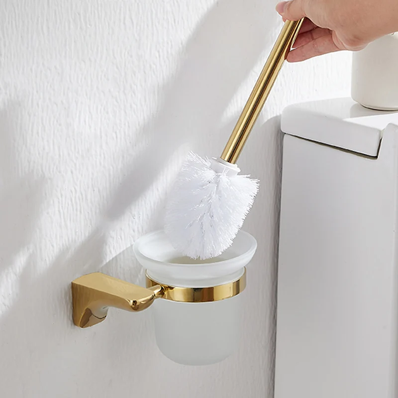Juego de accesorios de baño de metal de 2 piezas Juego de soporte y escobilla de baño tradicional Clearhalo