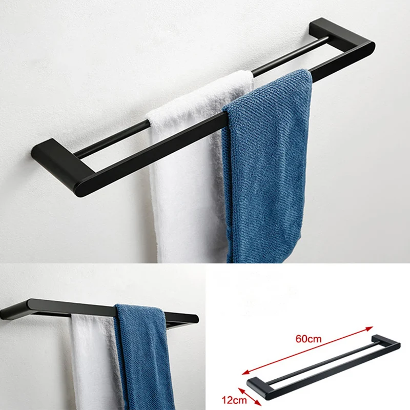 Juego de accesorios de baño minimalista negro Barra para toallas de metal estilo moderno Clearhalo