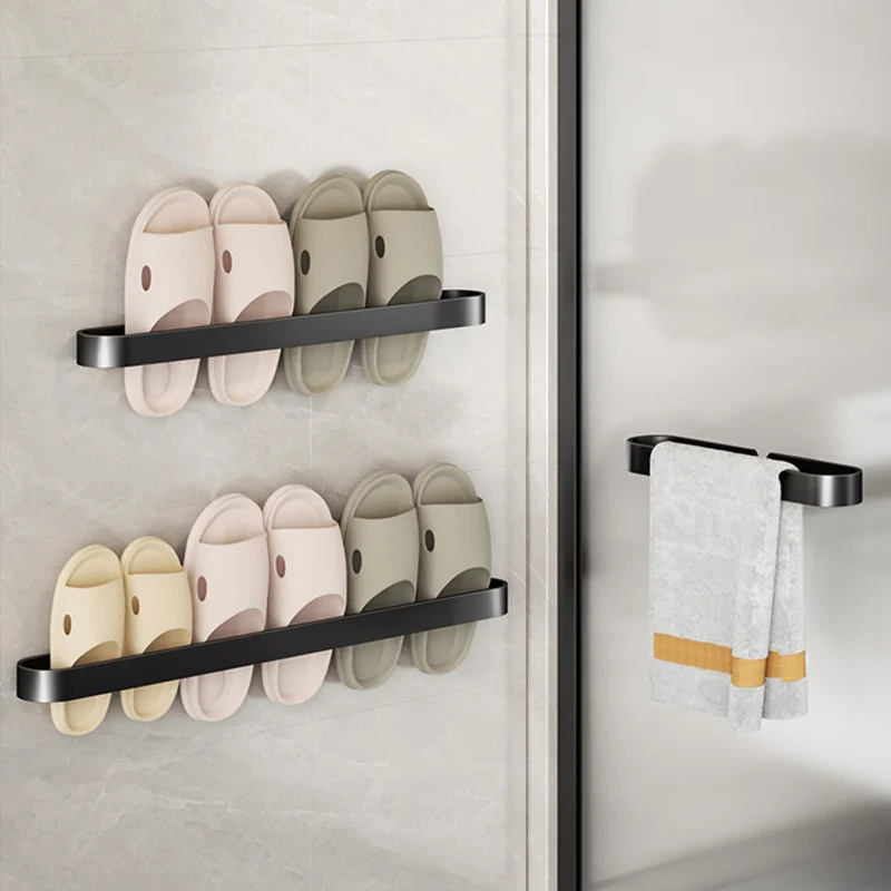 Juego de accesorios de baño minimalista, zapatero/barra para toallas de metal Clearhalo