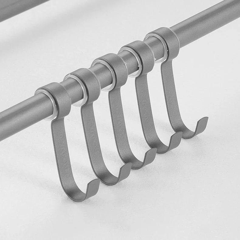 Juego de accesorios de baño moderno en acero inoxidable, ganchos para batas/barra para toallas, color gris mate Clearhalo