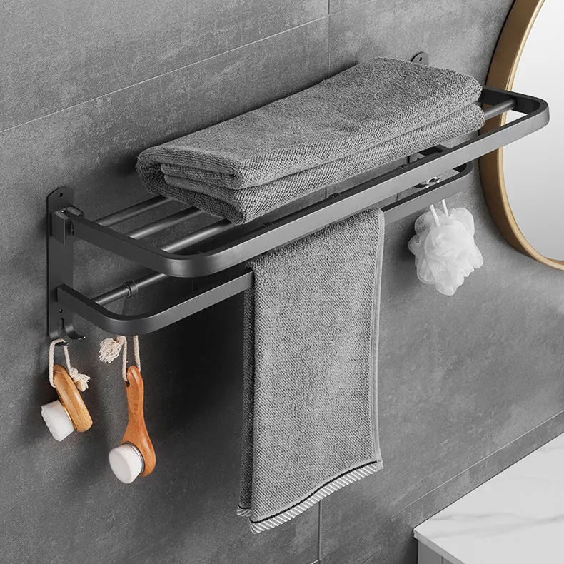 Juego de accesorios de baño moderno en acero inoxidable, ganchos para batas/barra para toallas, color gris mate Clearhalo