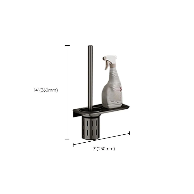 Juego de accesorios de baño moderno de aluminio, estante de baño gris pulido/portapapeles/ganchos para bata Clearhalo