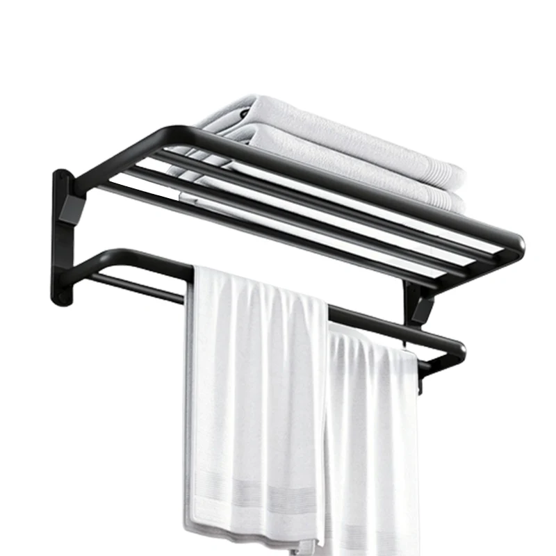 Juego de accesorios de baño moderno de aluminio de 7 piezas, accesorios de baño negros Clearhalo