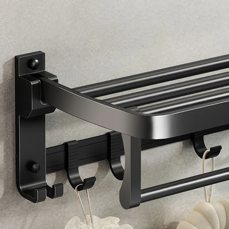 Juego de accesorios de baño moderno de aluminio de 7 piezas, accesorios de baño negros Clearhalo