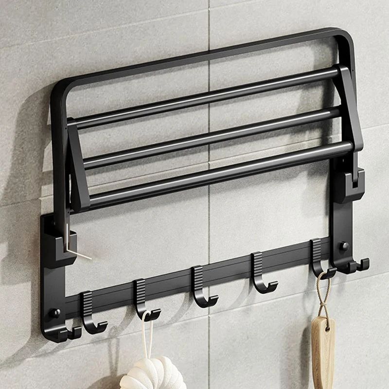 Juego de accesorios de baño moderno de aluminio de 7 piezas, accesorios de baño negros Clearhalo