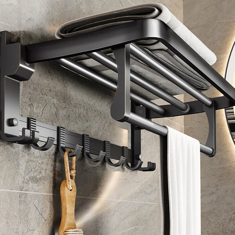 Juego de accesorios de baño moderno de aluminio de 7 piezas, accesorios de baño negros Clearhalo